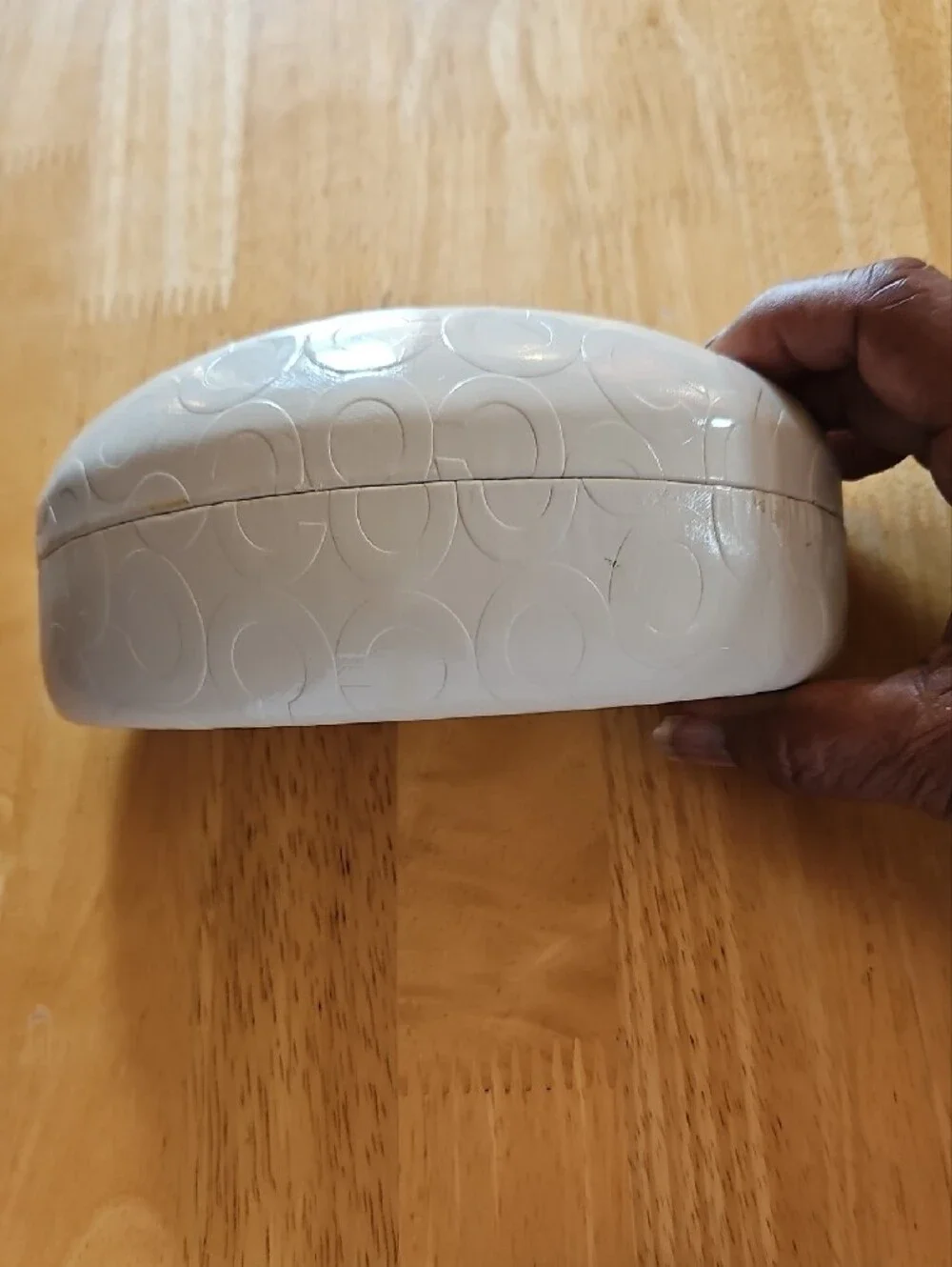 Coach White Embossed Signature Hard Sunglasses Case - Picture 2 of 8